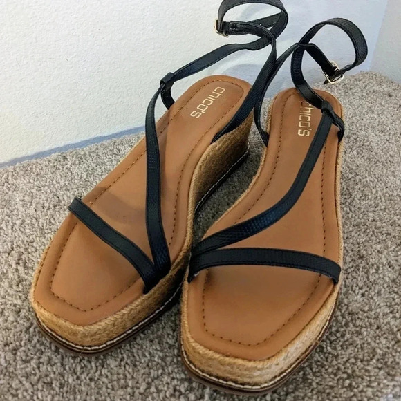 Chicos‎ Espadrille Wedge Platform Sandal Black Sz. 8.5 New - Picture 4 of 11